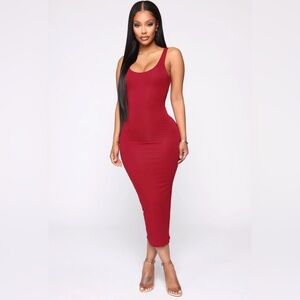 Fashion Nova Your Needs Met Midi Dress Wine Red